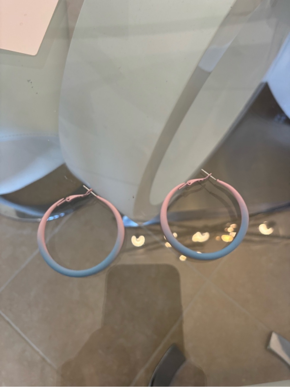 Pastel Pink and Blue Ombre Hoop Earrings - Women Jewelry
